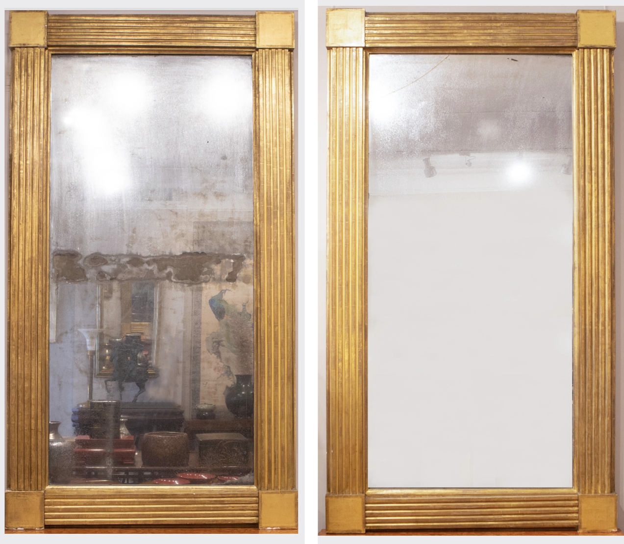 Pair of Large Gilt American Federalist Mirrors