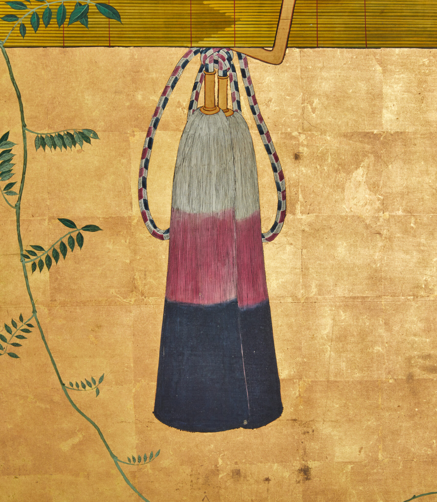 Pair of Japanese Six Panel Screens: Sudare and Wisteria