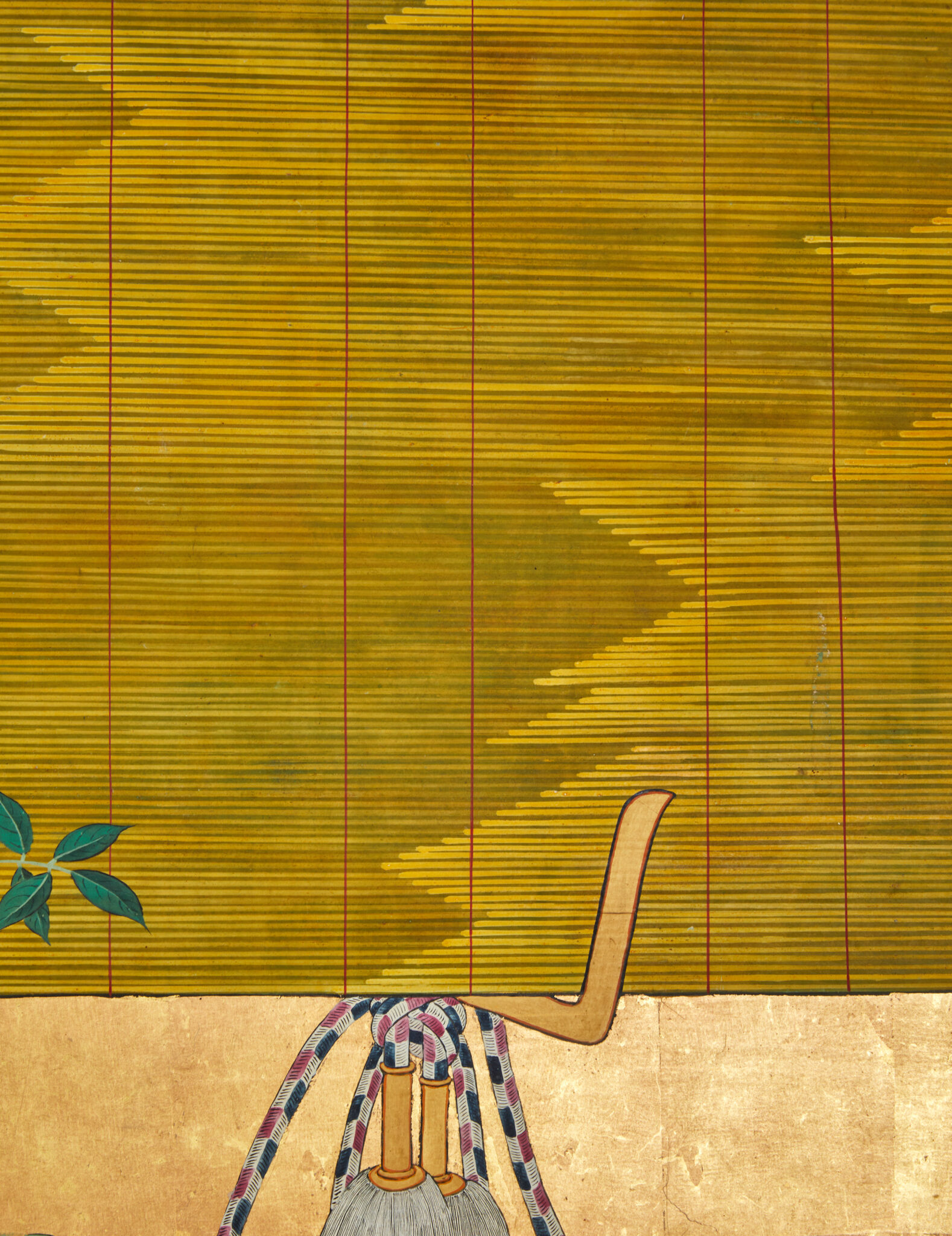 Pair of Japanese Six Panel Screens: Sudare and Wisteria