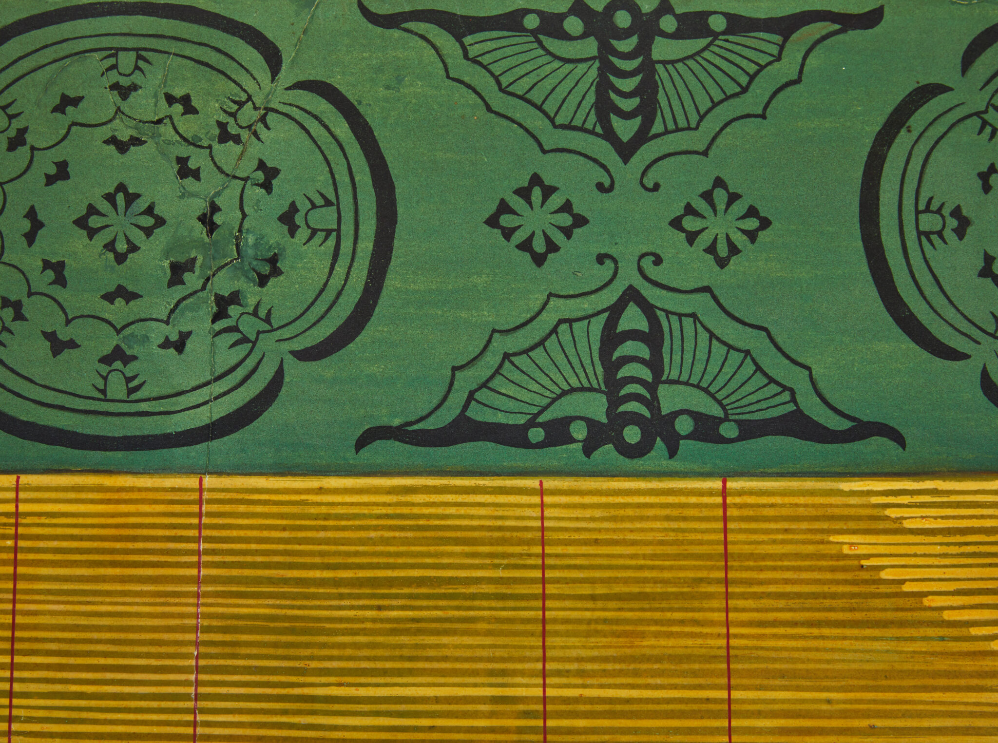 Pair of Japanese Six Panel Screens: Sudare and Wisteria