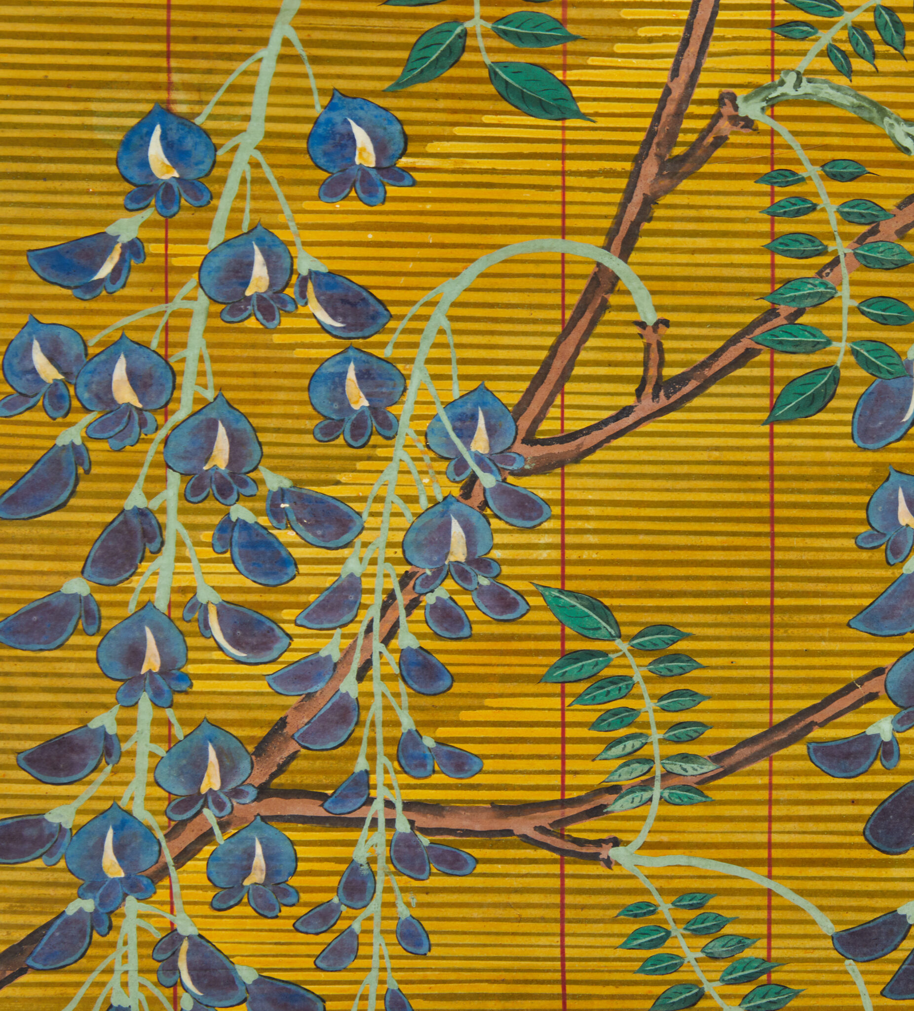 Pair of Japanese Six Panel Screens: Sudare and Wisteria
