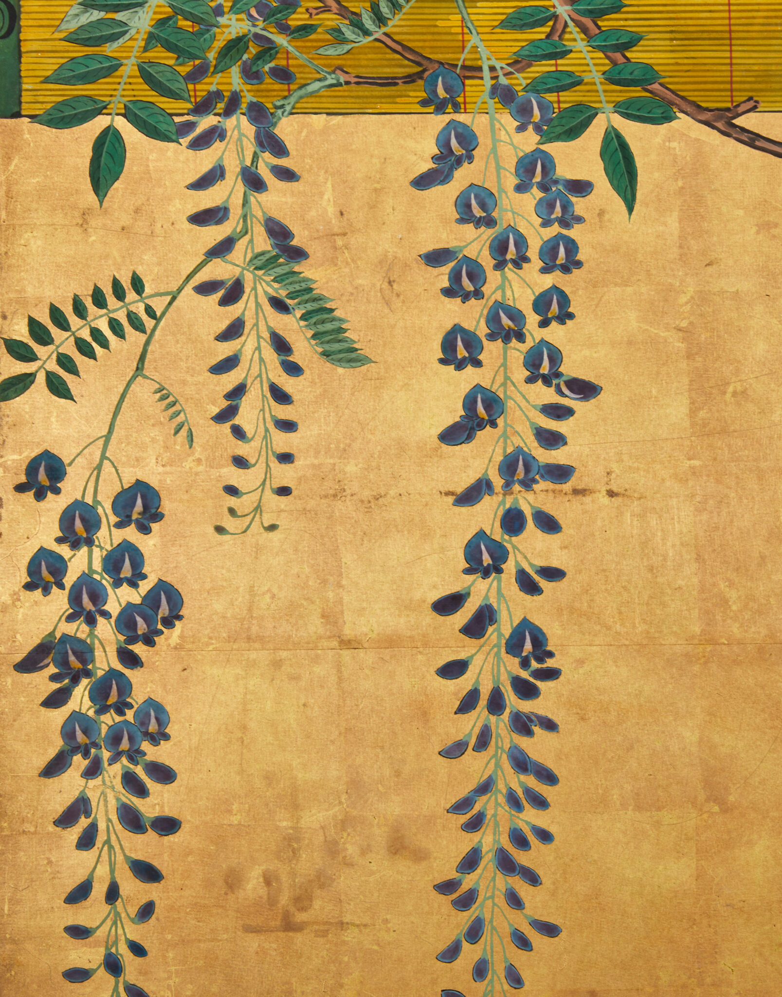 Pair of Japanese Six Panel Screens: Sudare and Wisteria