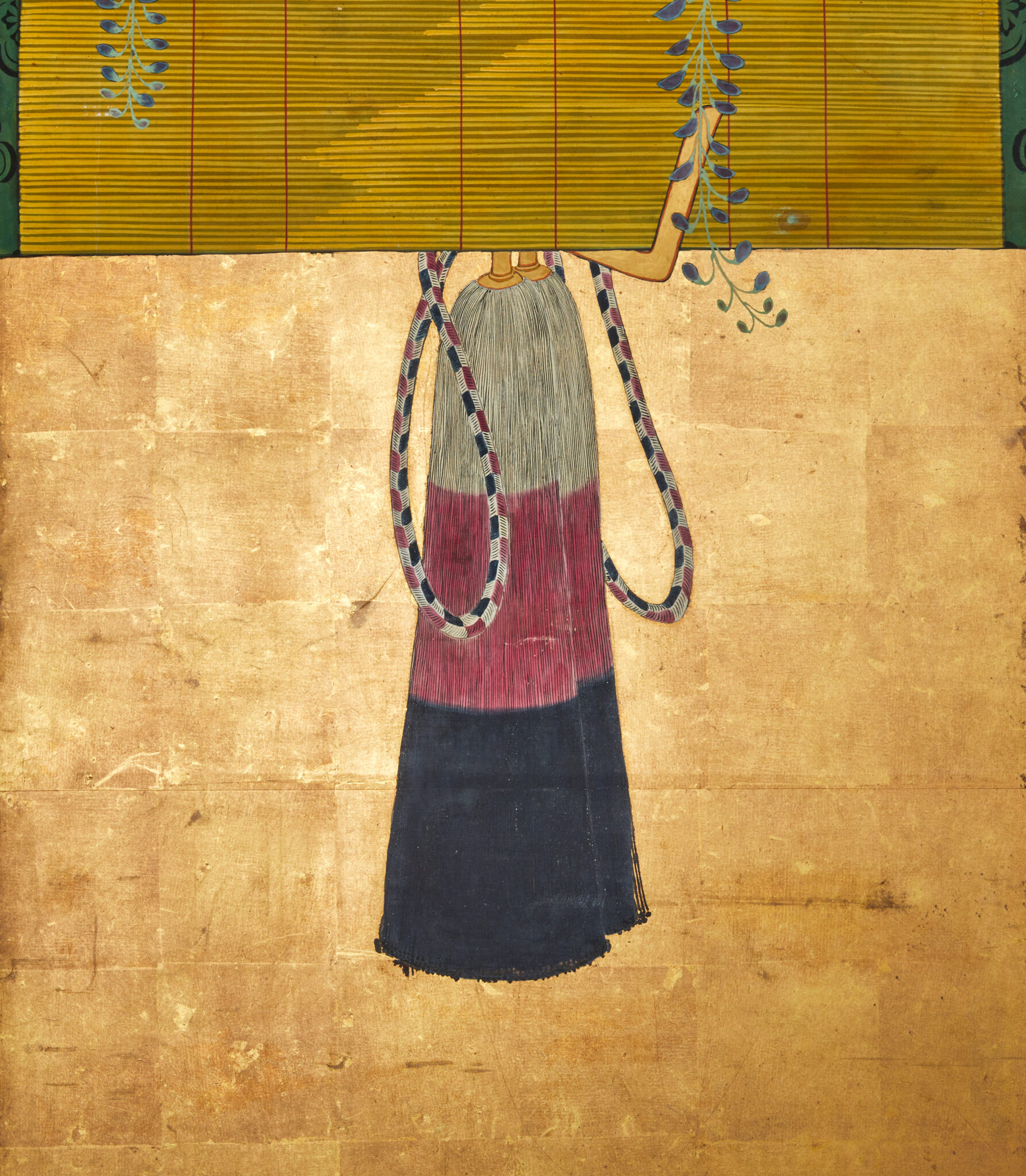 Pair of Japanese Six Panel Screens: Sudare and Wisteria