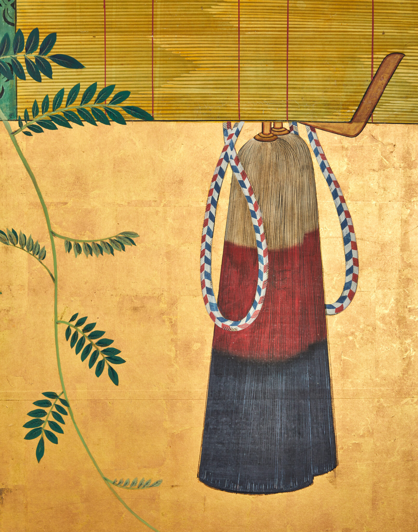 Pair of Japanese Six Panel Screens: Sudare and Wisteria