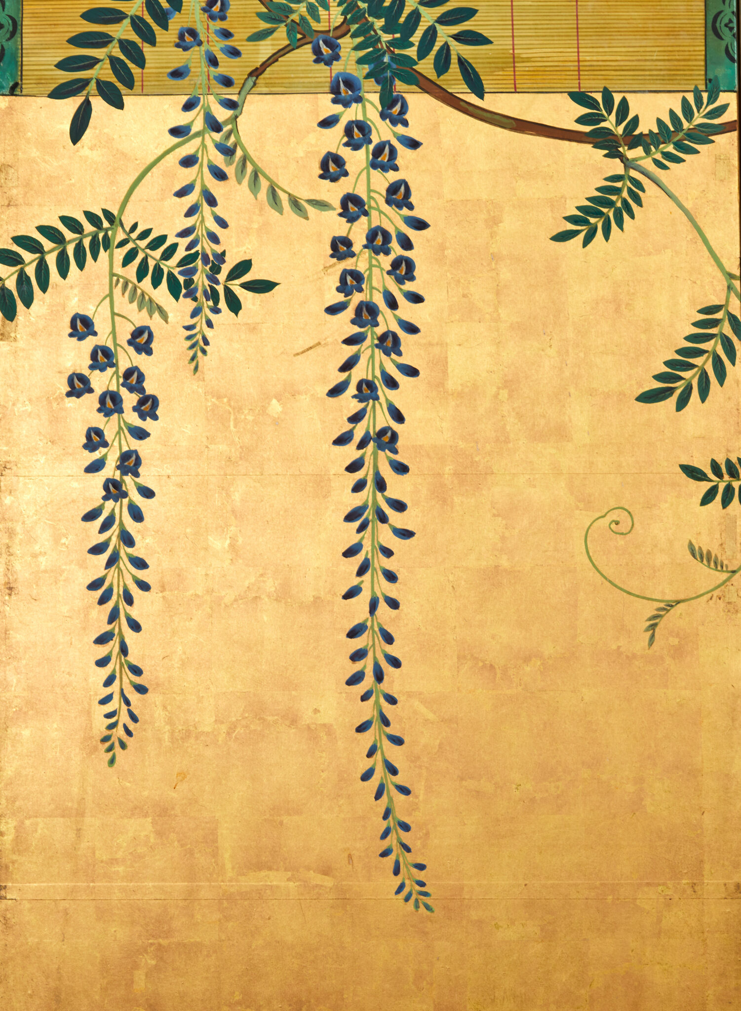 Pair of Japanese Six Panel Screens: Sudare and Wisteria