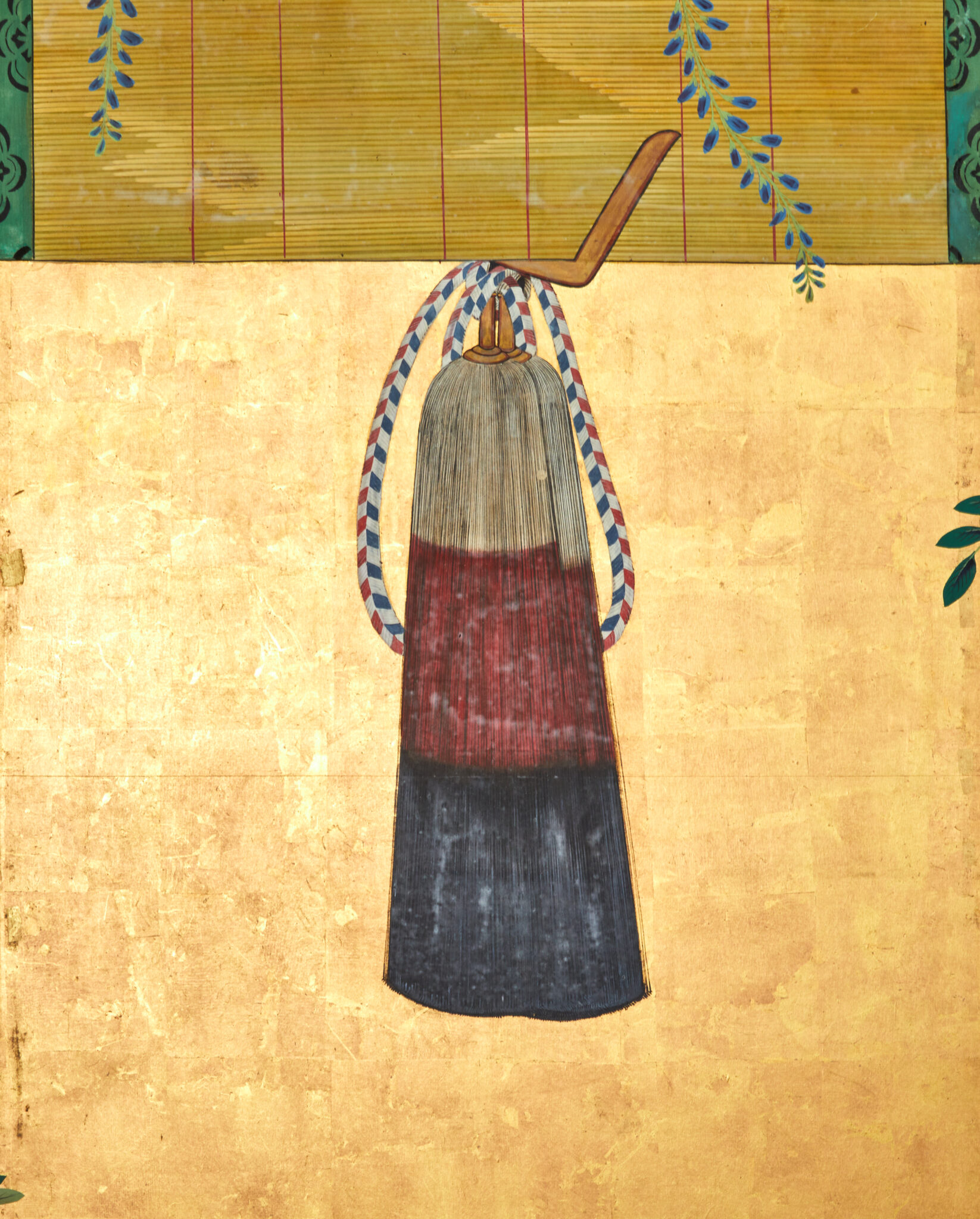 Pair of Japanese Six Panel Screens: Sudare and Wisteria