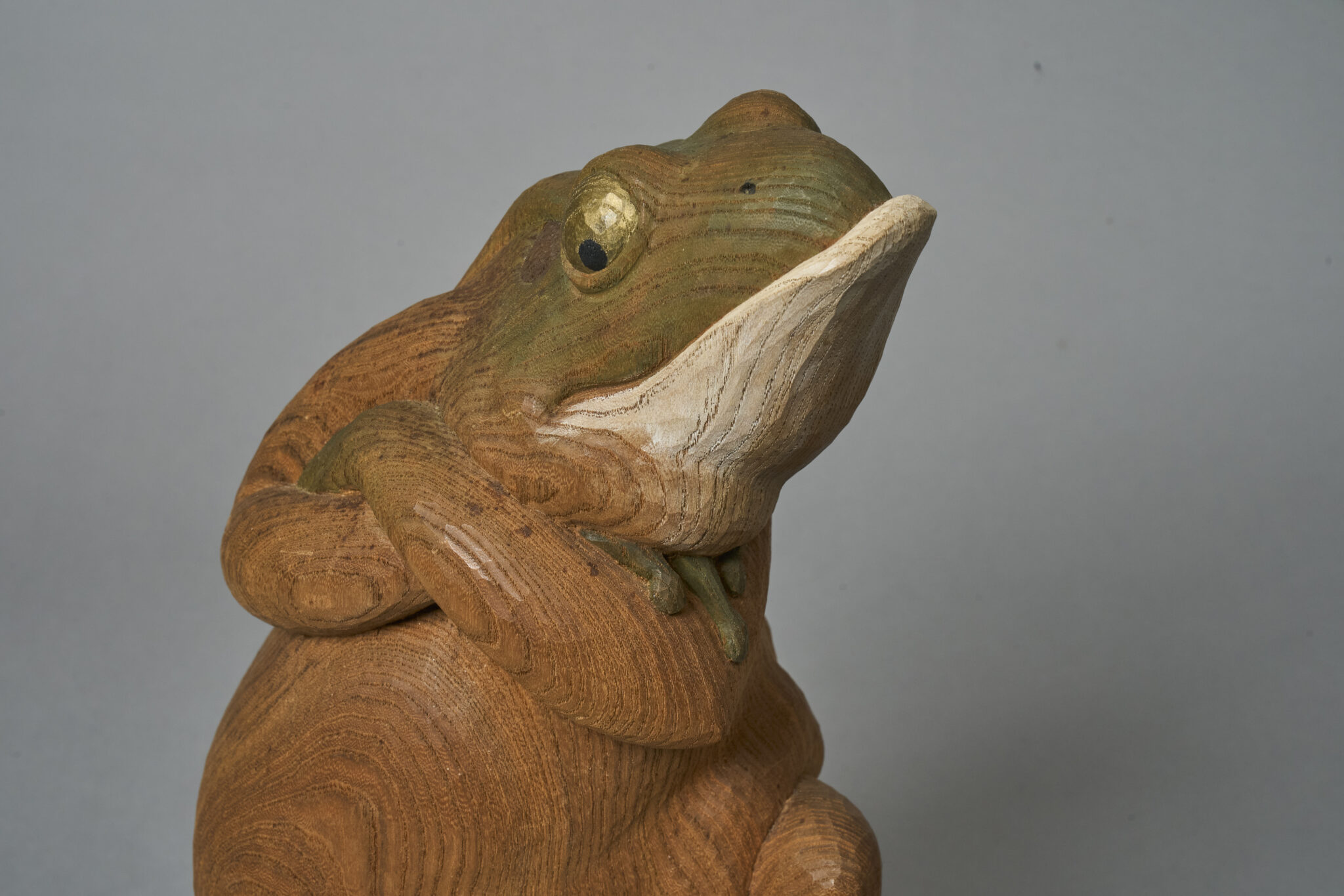 Wood Carving of a Frog (Kaeru) By Nakama Chitoshi