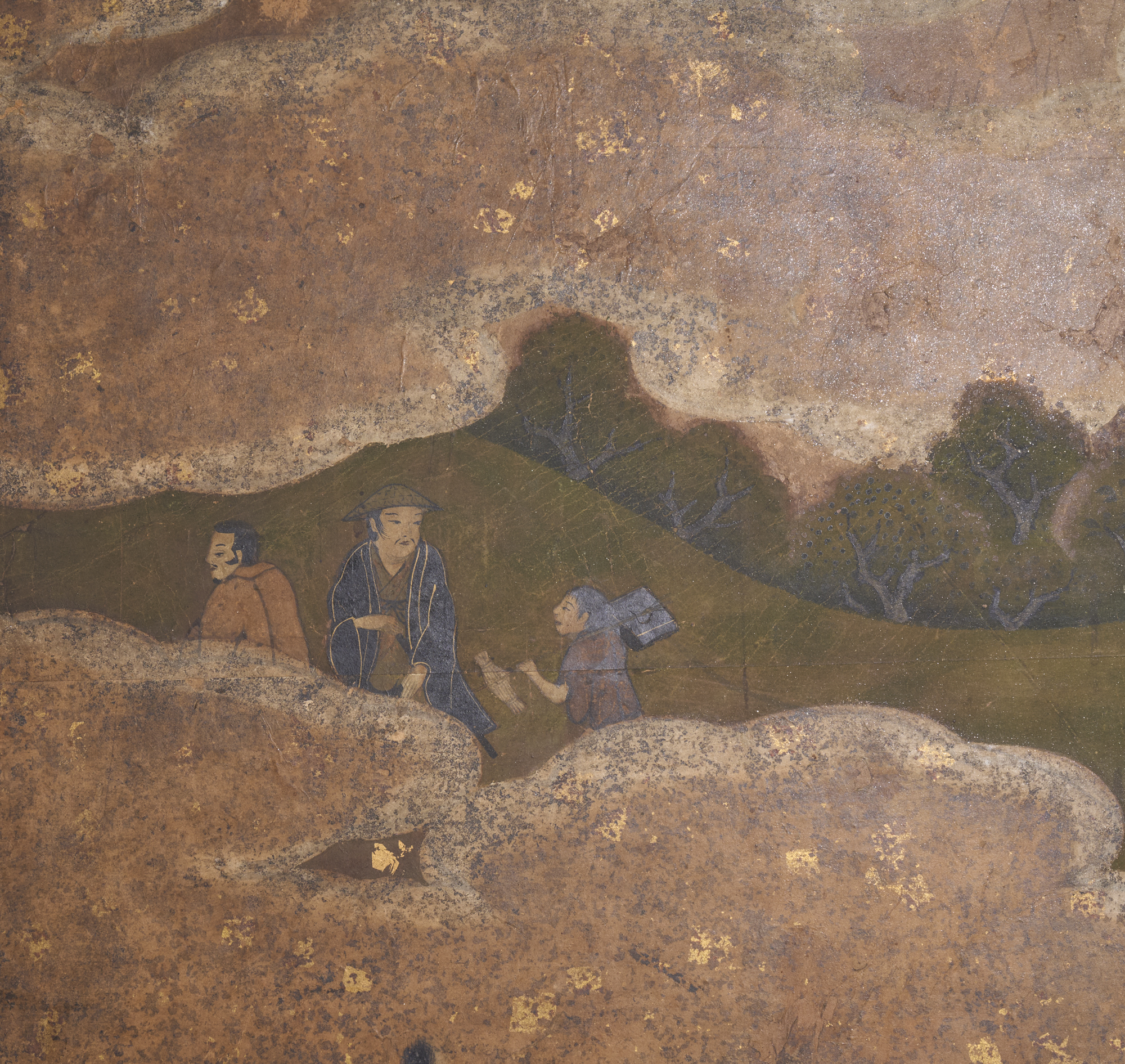 Japanese Six Panel Screen: Samurai Gathering from Various Provinces  (Hokoku Festival)