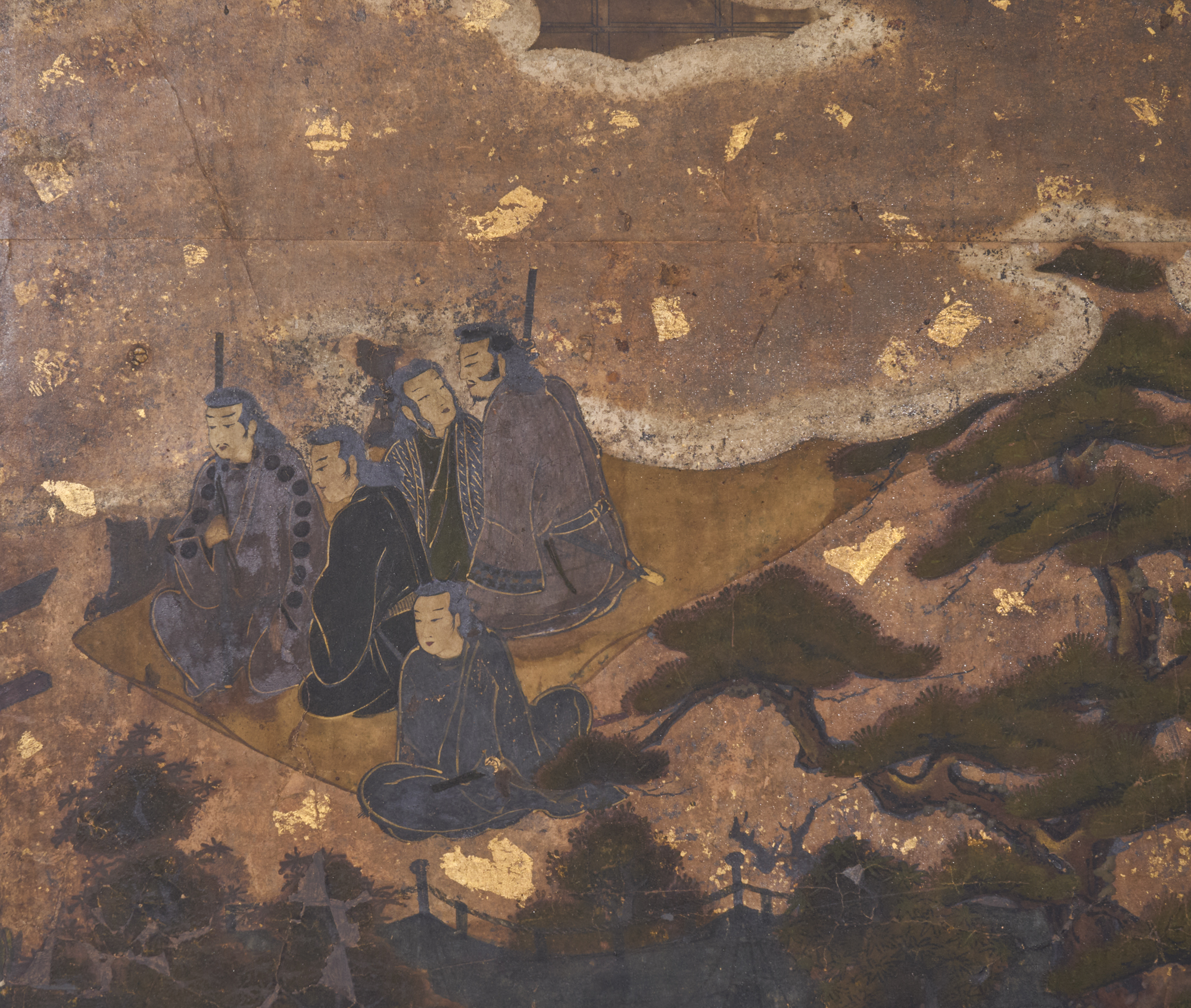 Japanese Six Panel Screen: Samurai Gathering from Various Provinces  (Hokoku Festival)