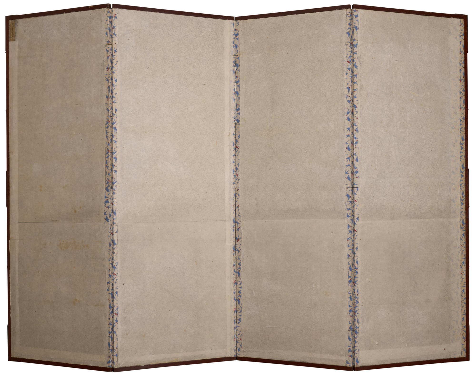 Japanese Four Panel Screen: Garden Landscape with Poppies