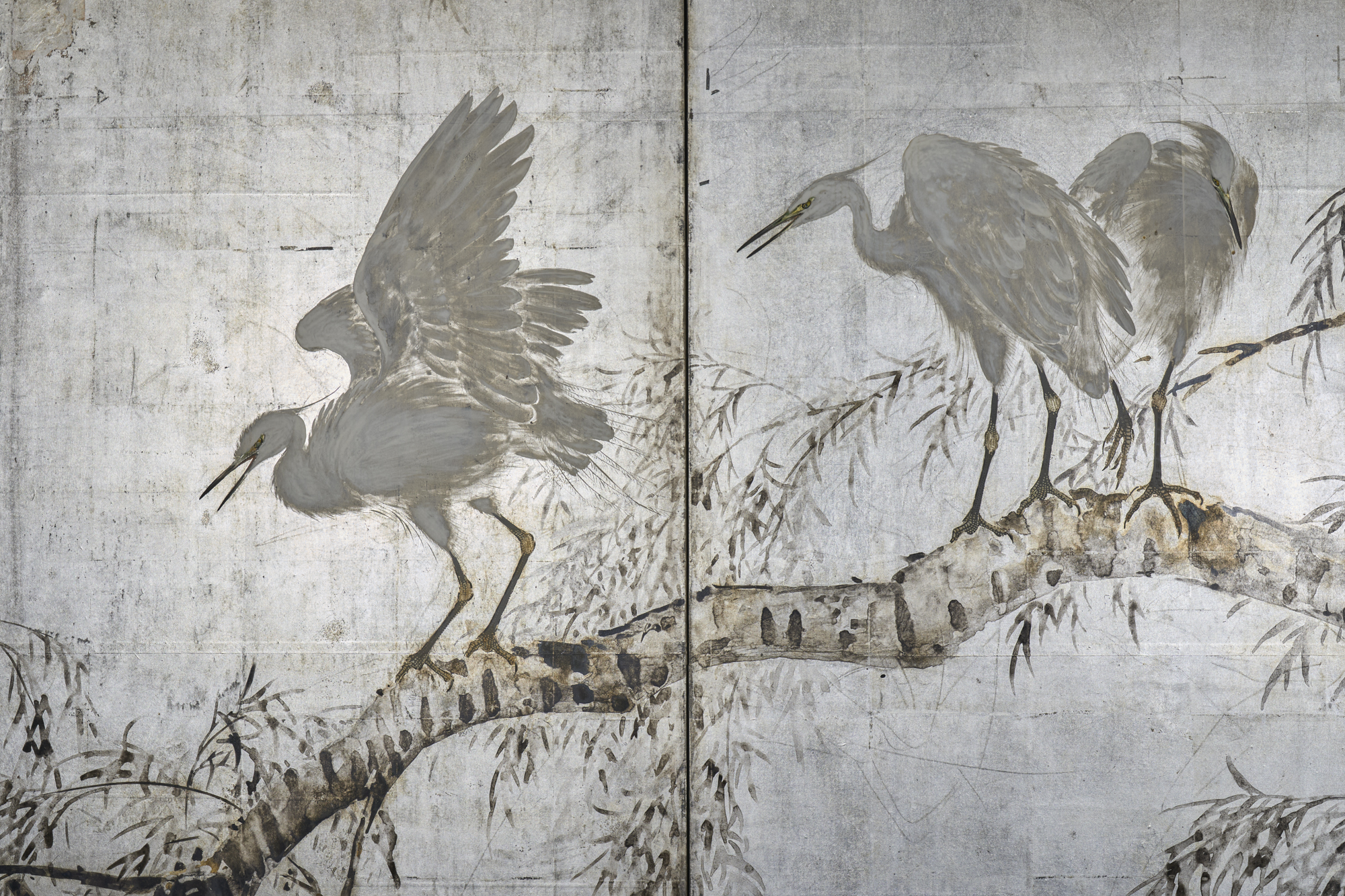 Japanese Six Panel Screen – Herons in Willow