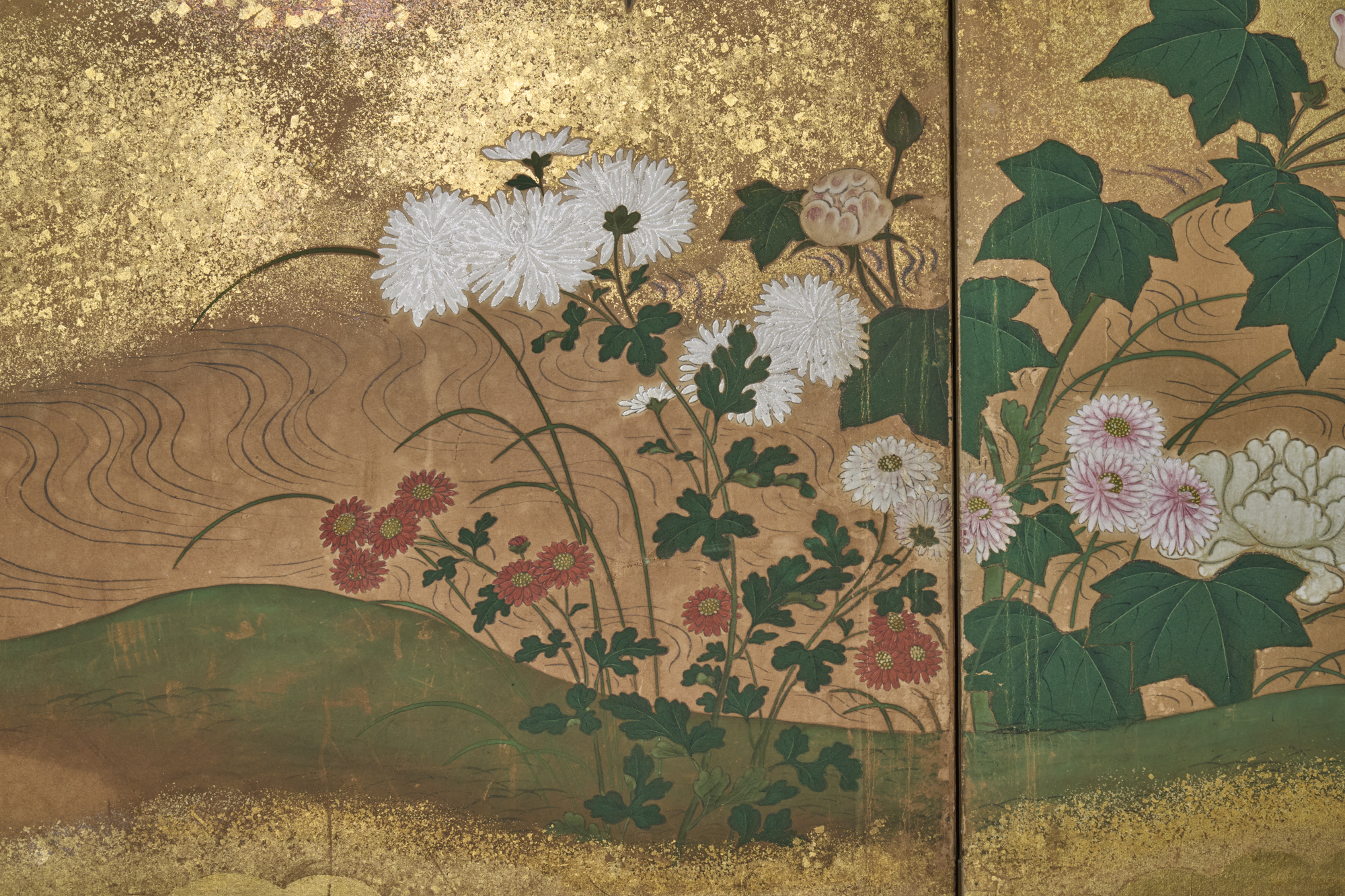 Japanese Six Panel Screen. Winter into Spring