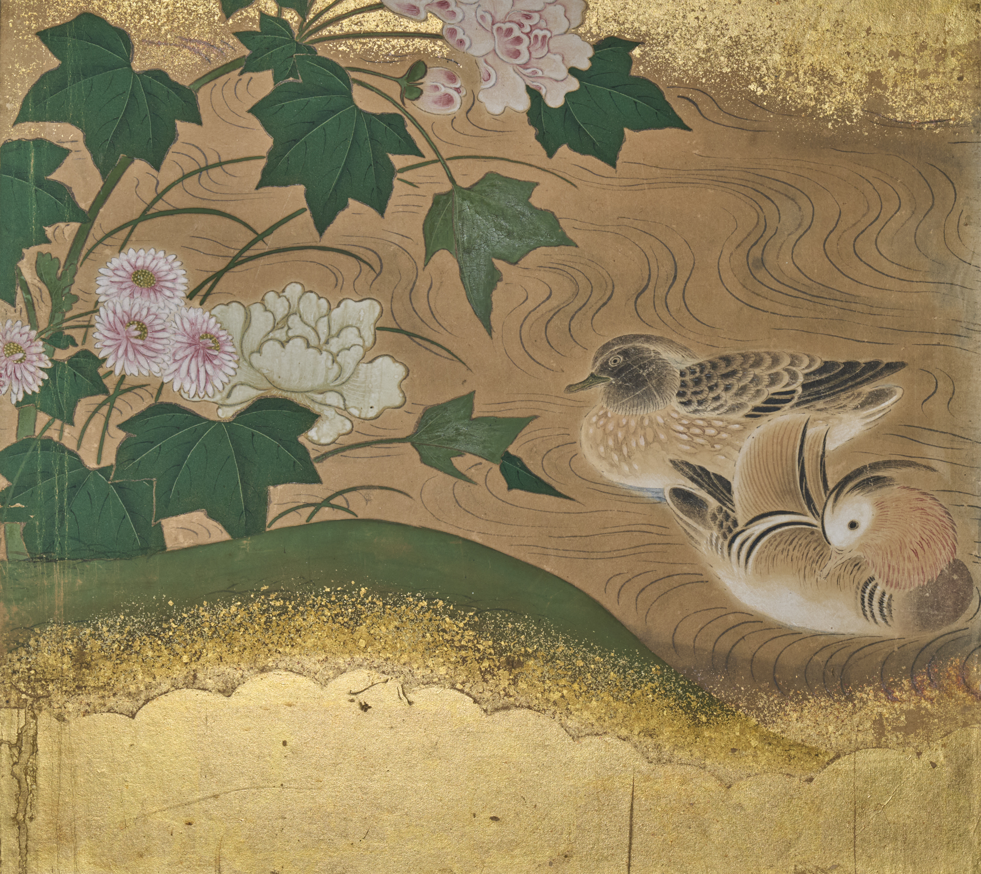 Japanese Six Panel Screen. Winter into Spring