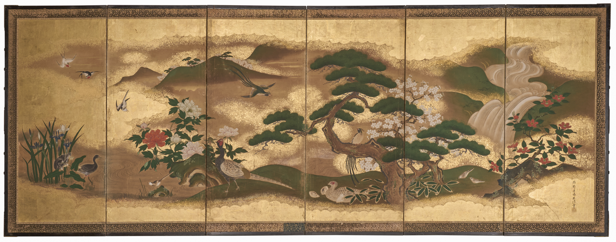 Japanese Six Panel Screen: Summer Landscape