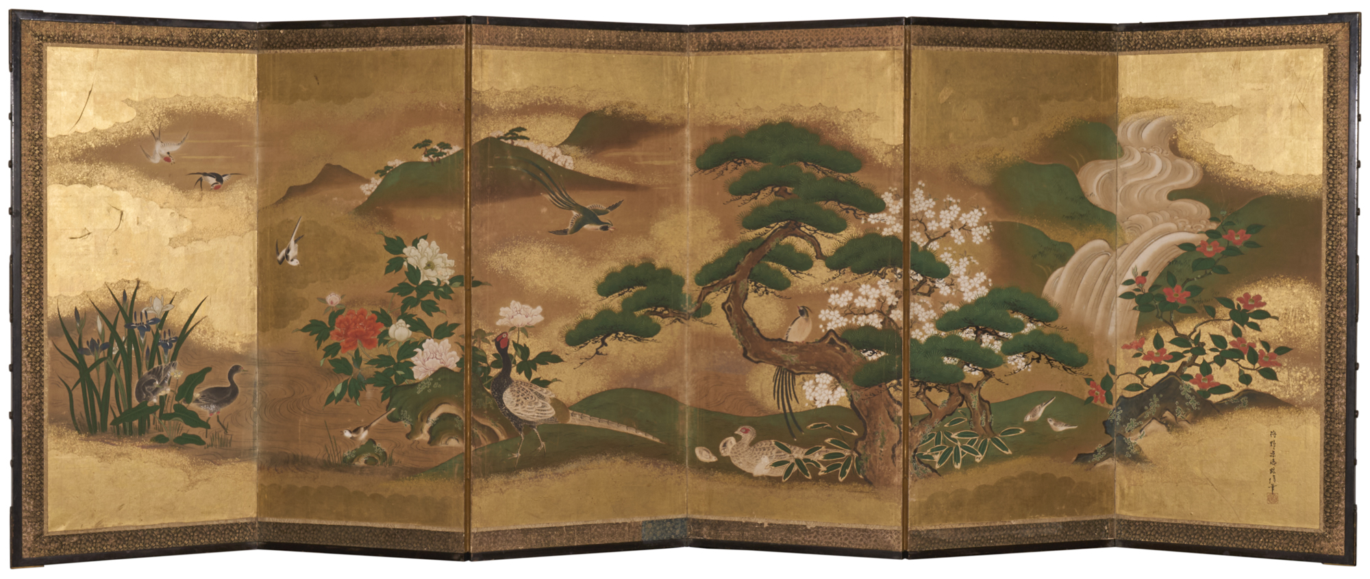 Japanese Six Panel Screen: Summer Landscape