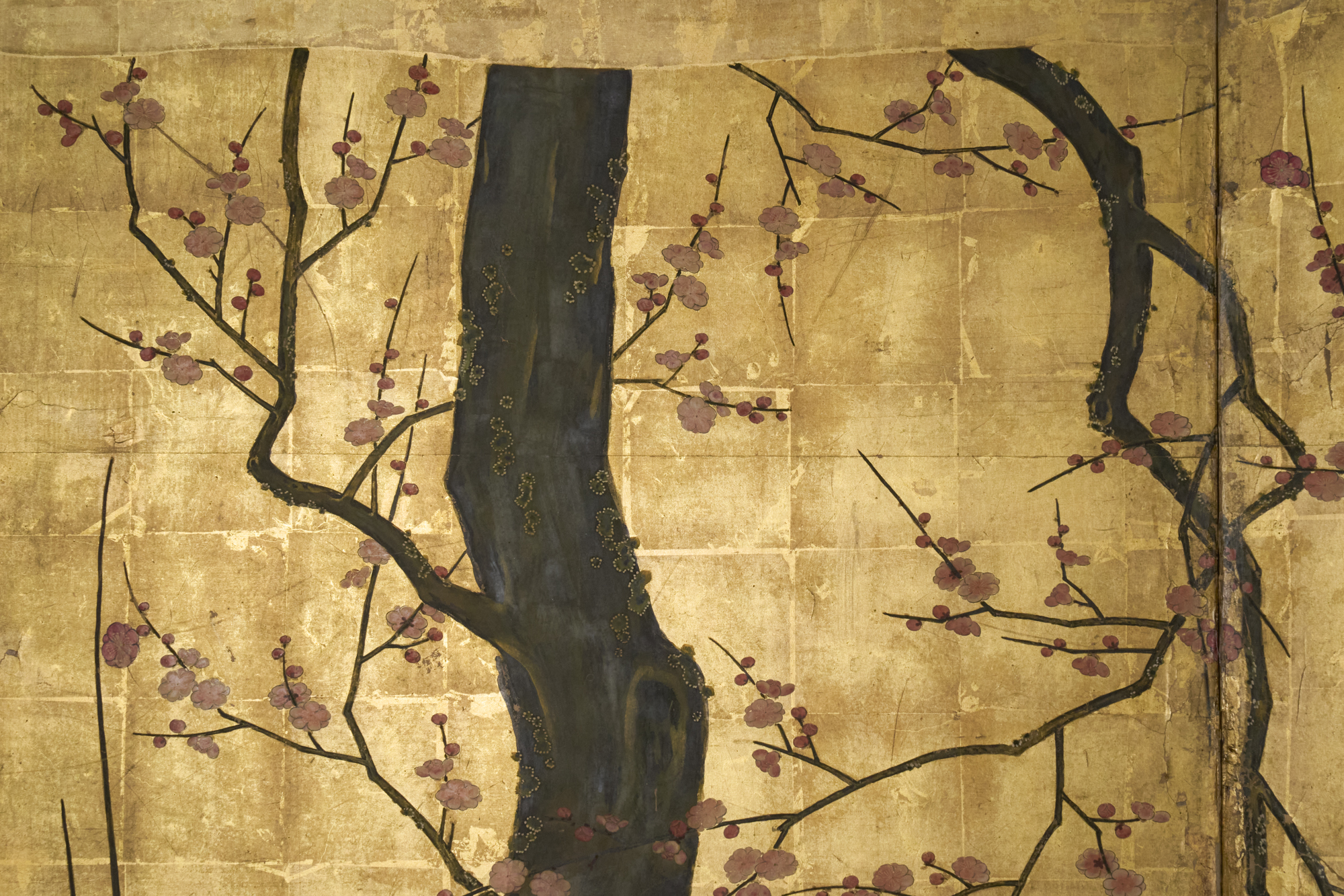 Japanese Two Panel Screen: Plum Blossom in the Mist