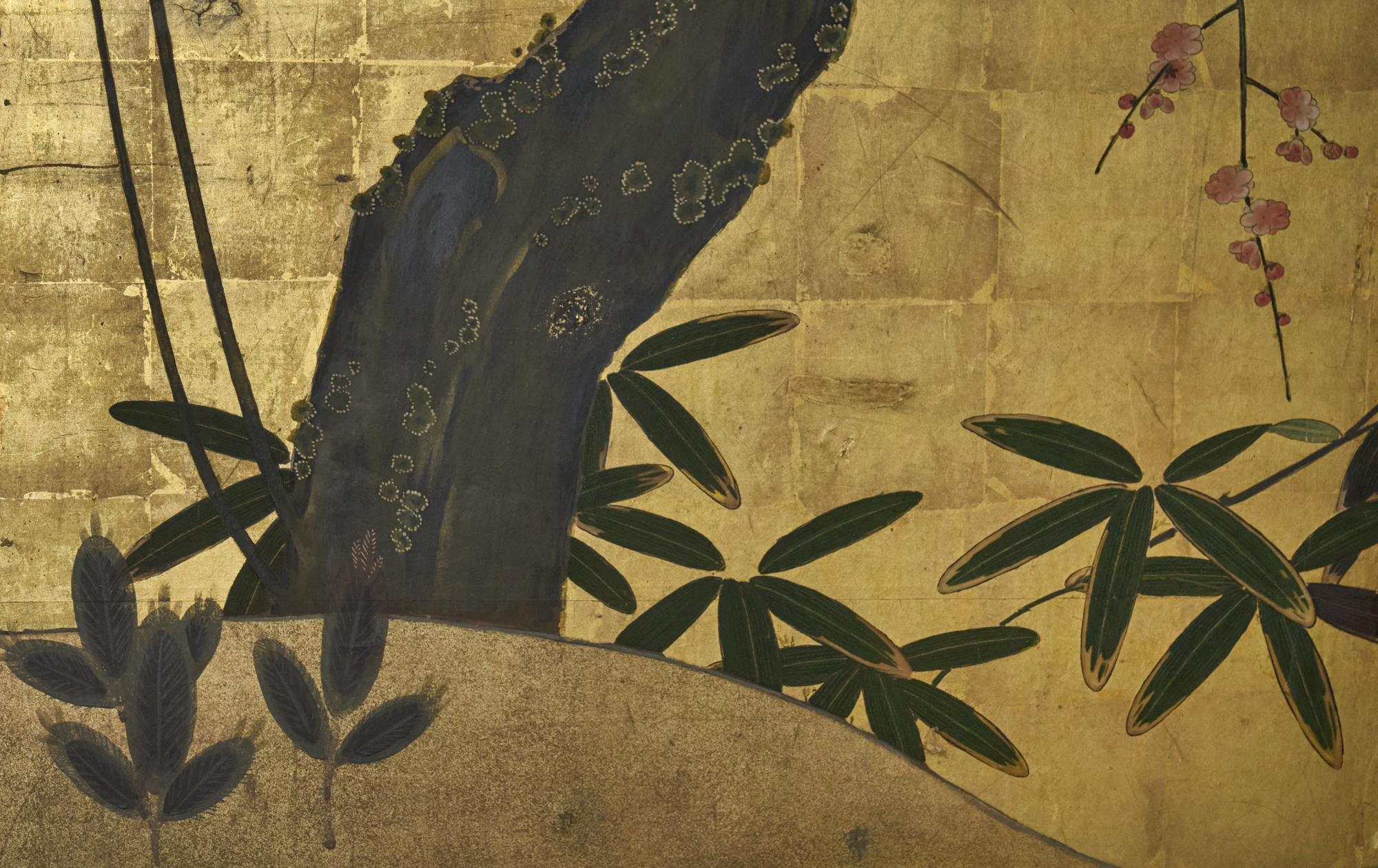 Japanese Two Panel Screen: Plum Blossom in the Mist