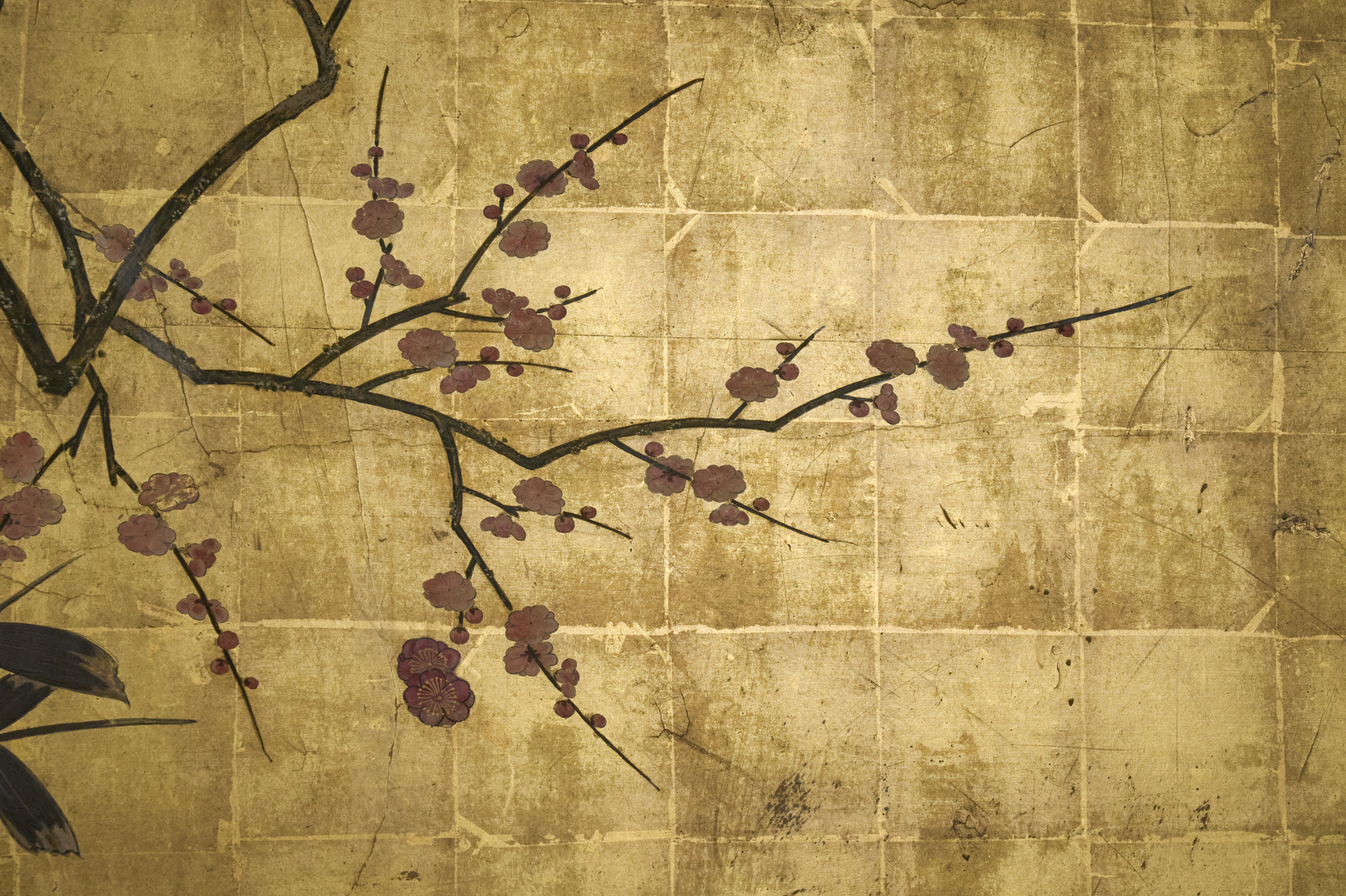 Japanese Two Panel Screen: Plum Blossom in the Mist