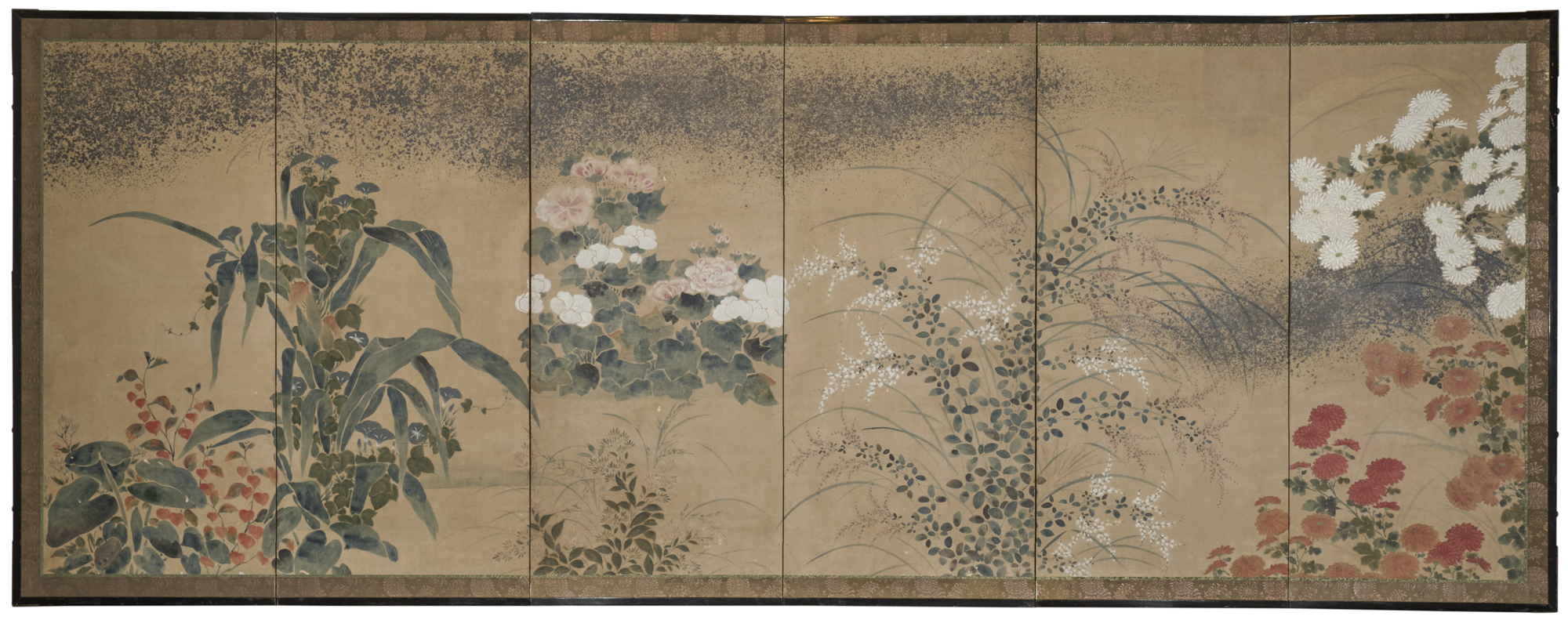 Japanese Six Panel Screen: Summer Flowers