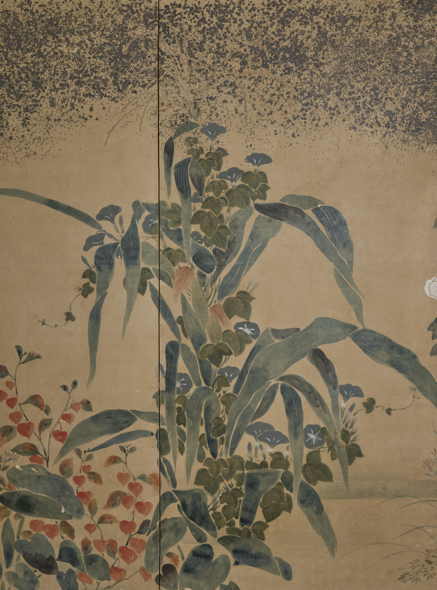Japanese Six Panel Screen: Summer Flowers