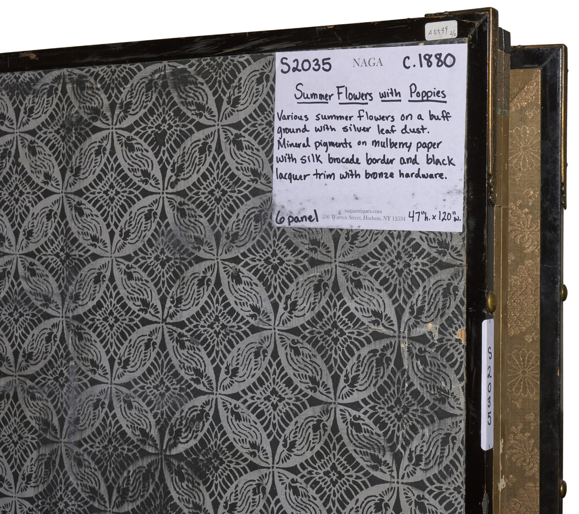 Japanese Six Panel Screen: Summer Flowers with Poppies
