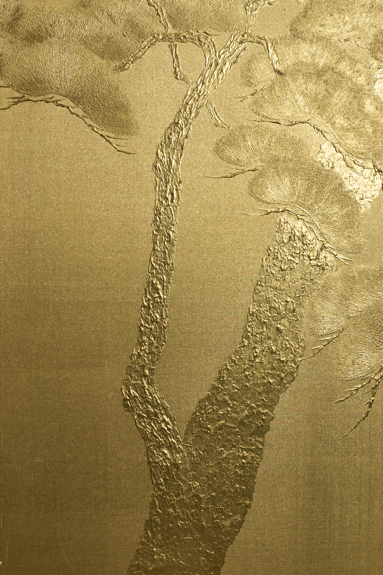 Japanese Two Panel Screen: Gilded Pine