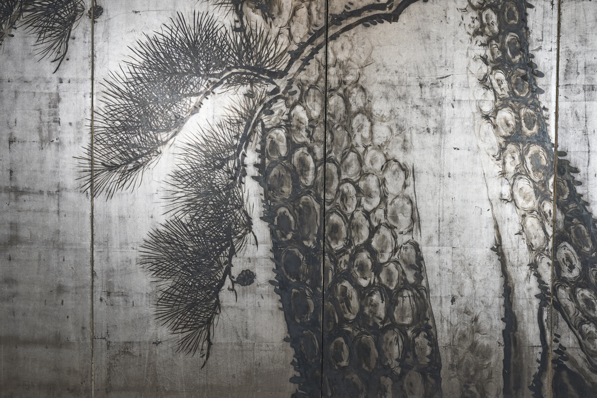 Japanese Six Panel Screen: Massive Pine