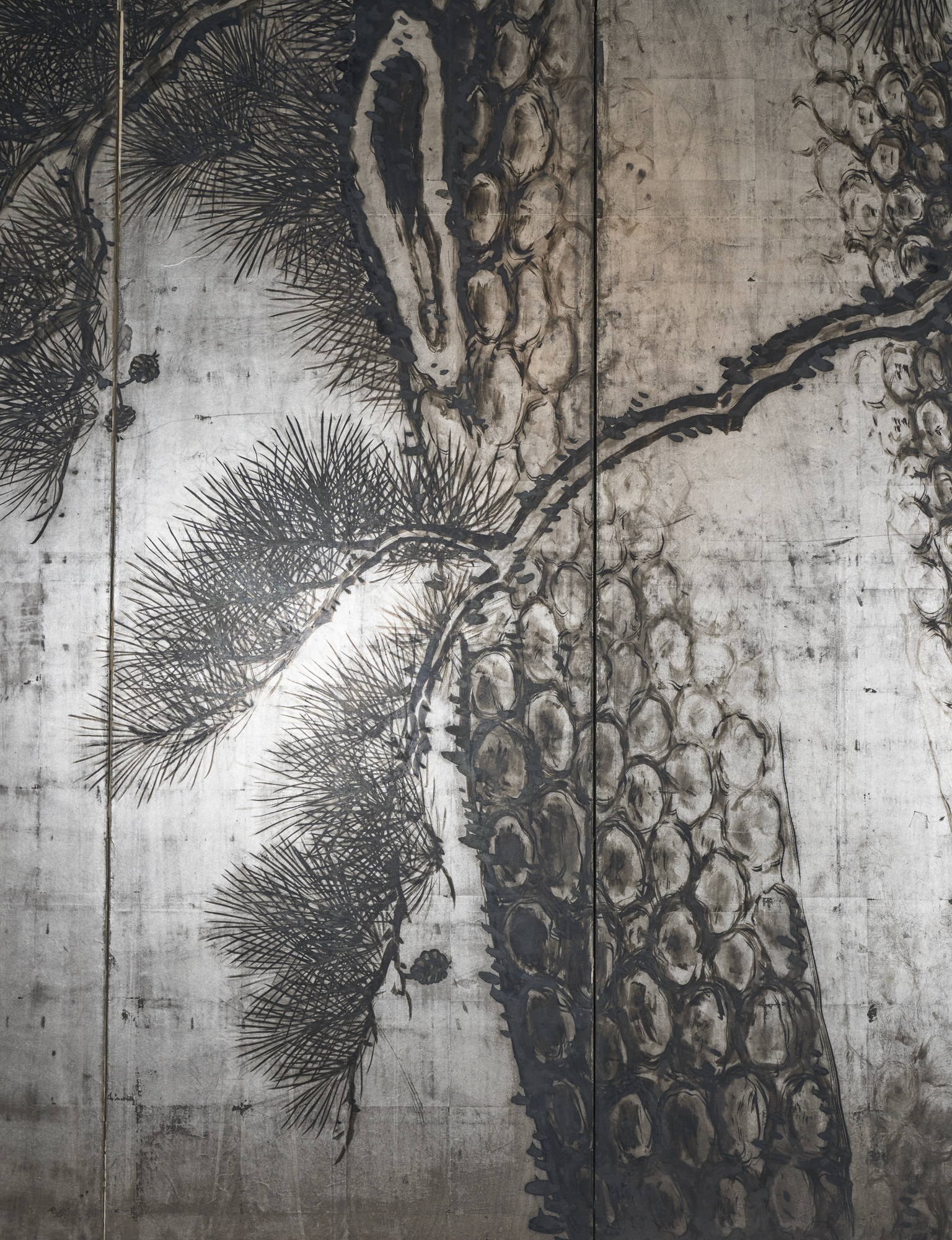 Japanese Six Panel Screen: Massive Pine