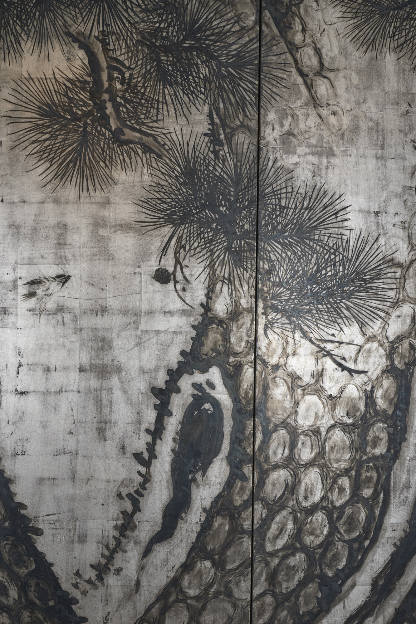 Japanese Six Panel Screen: Massive Pine