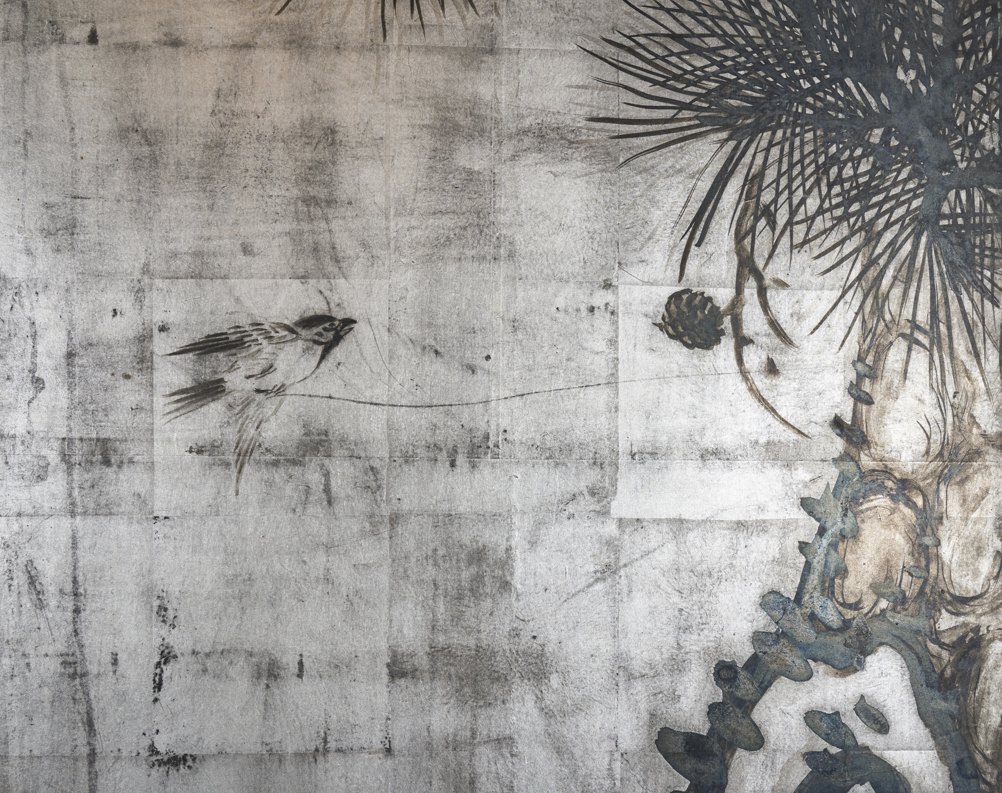 Japanese Six Panel Screen: Massive Pine