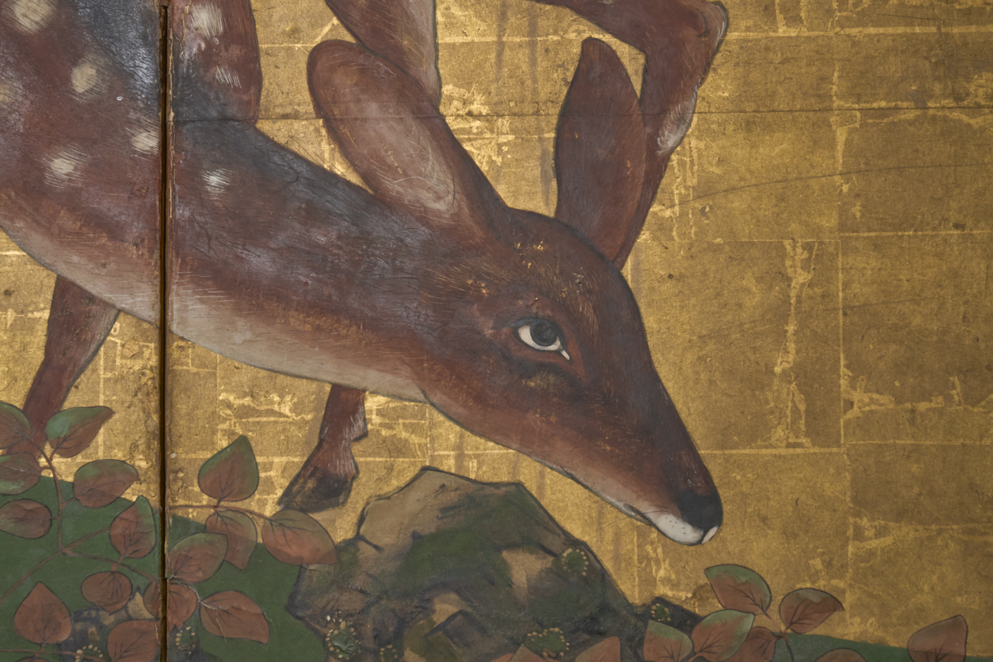 Japanese Two Panel Screen: Woodland Deer