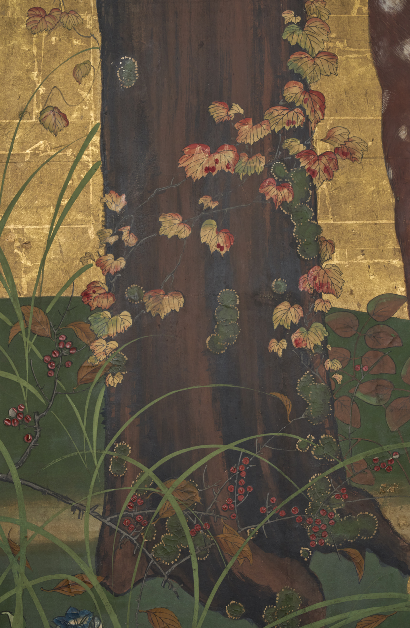 Japanese Two Panel Screen: Woodland Deer