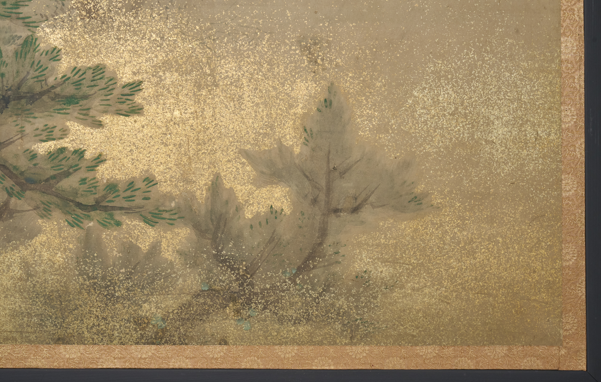 Japanese Two Panel Screen: Misty Cedar Forest