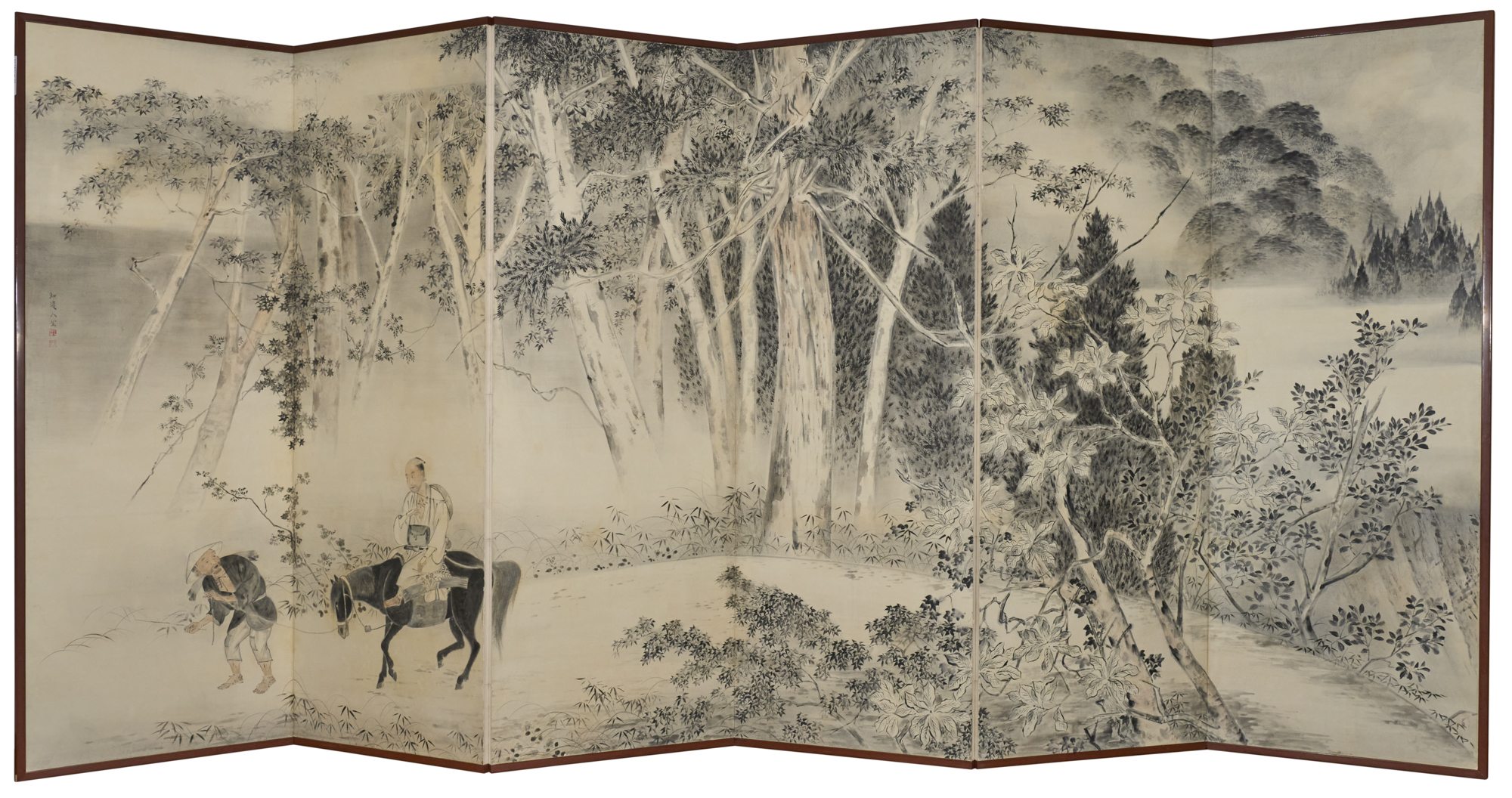 Japanese Six Panel Screen: Into the Woods