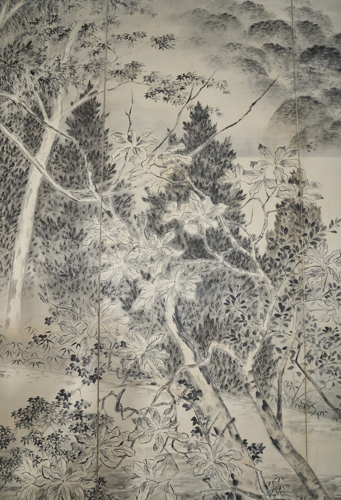 Japanese Six Panel Screen: Into the Woods