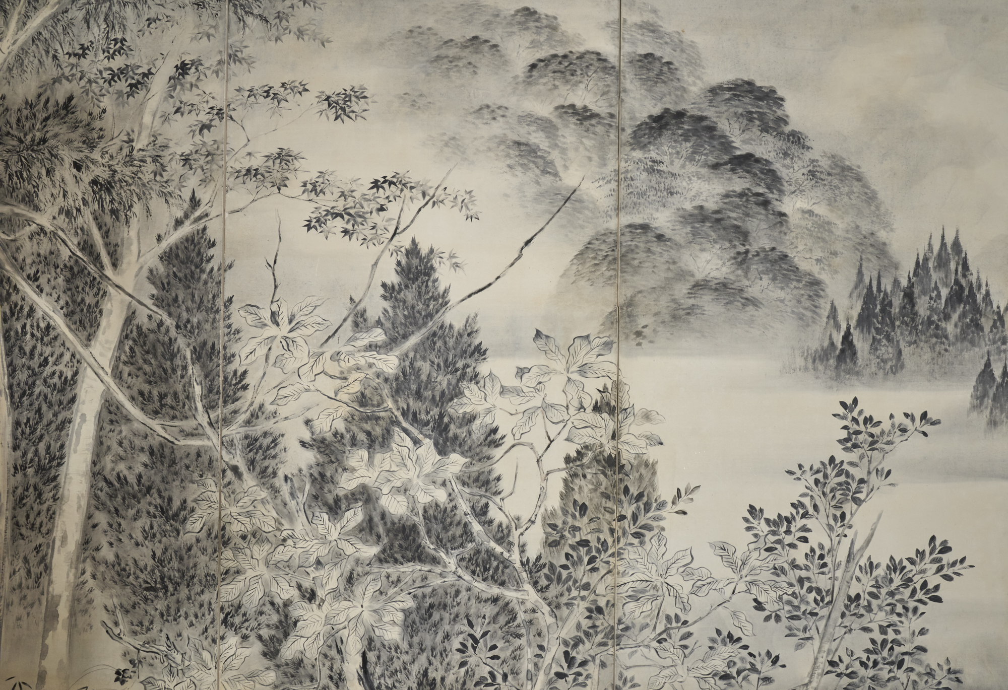 Japanese Six Panel Screen: Into the Woods
