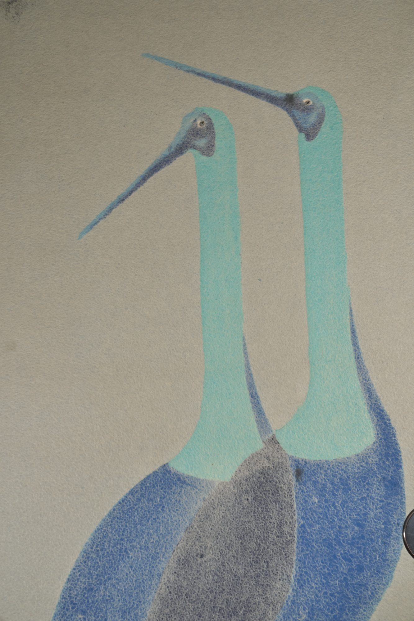 Set of Four Sliding Doors (Fusuma): Wading Cranes