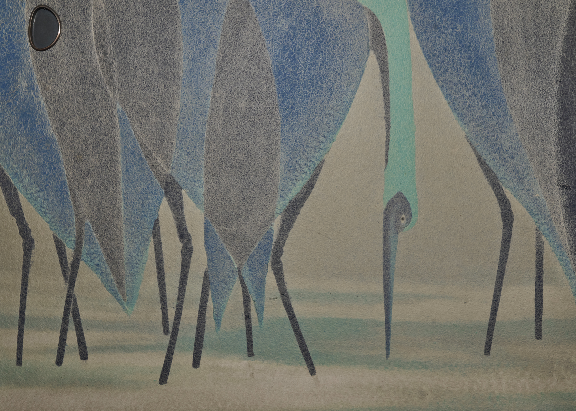 Set of Four Sliding Doors (Fusuma): Wading Cranes