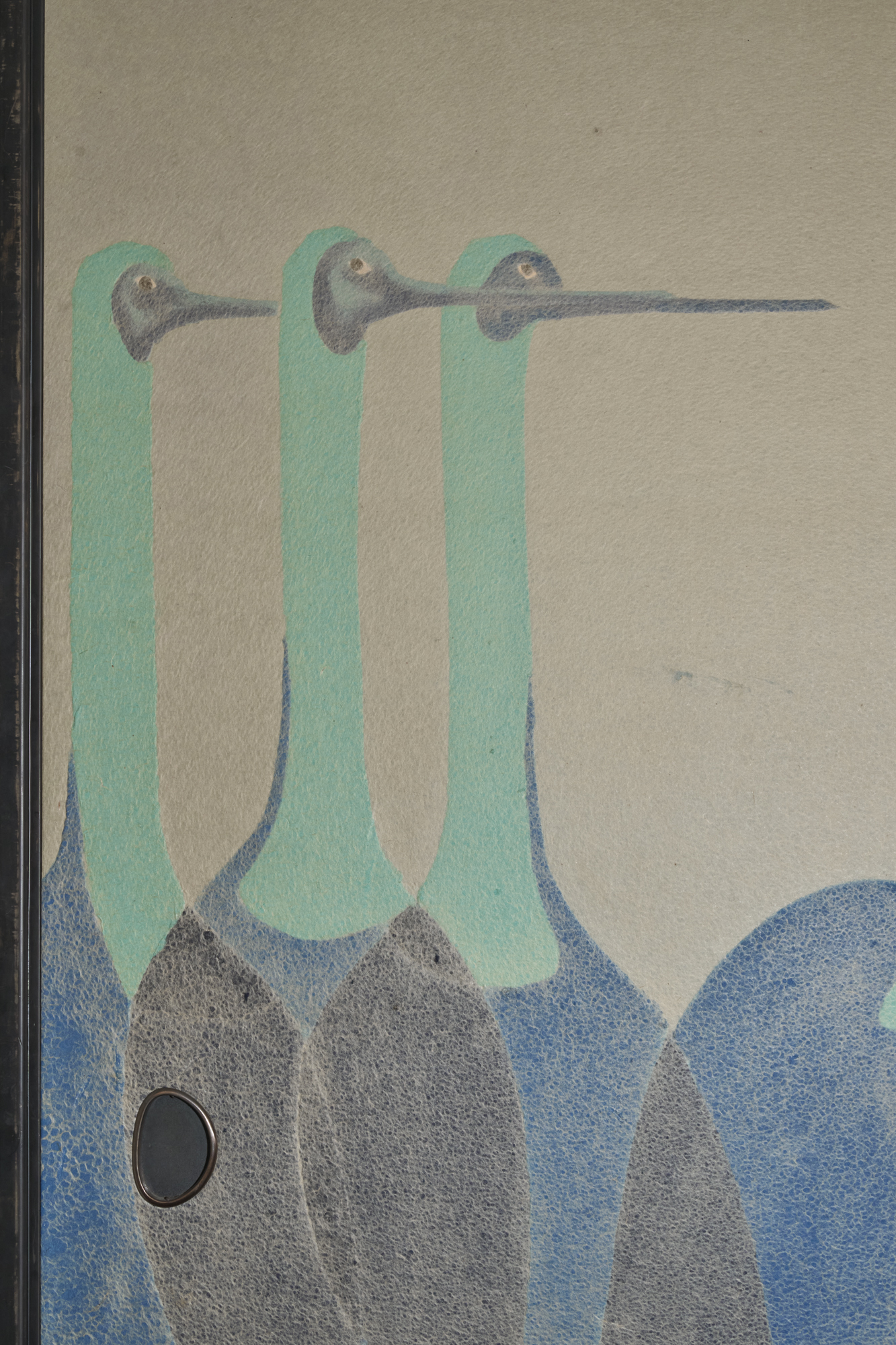 Set of Four Sliding Doors (Fusuma): Wading Cranes