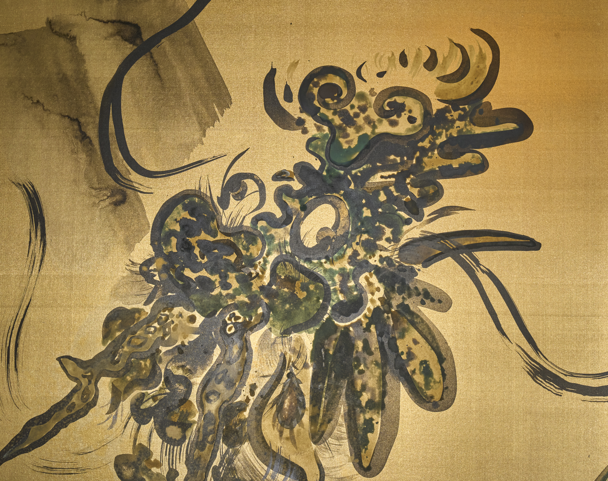 Japanese Two Panel Screen: Whimsical Dragon
