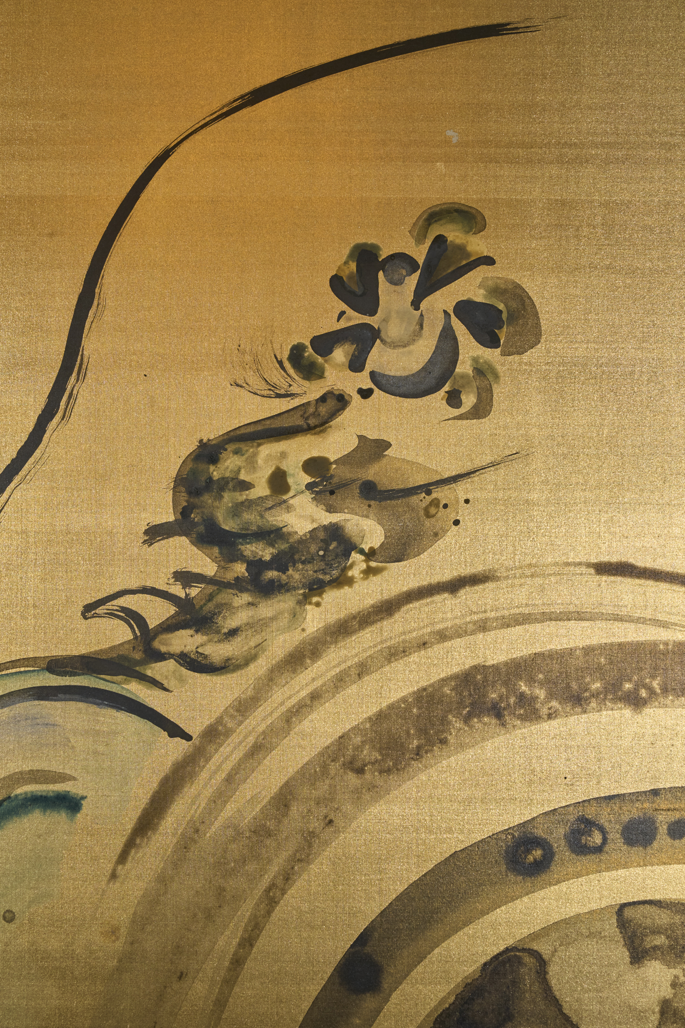 Japanese Two Panel Screen: Whimsical Dragon