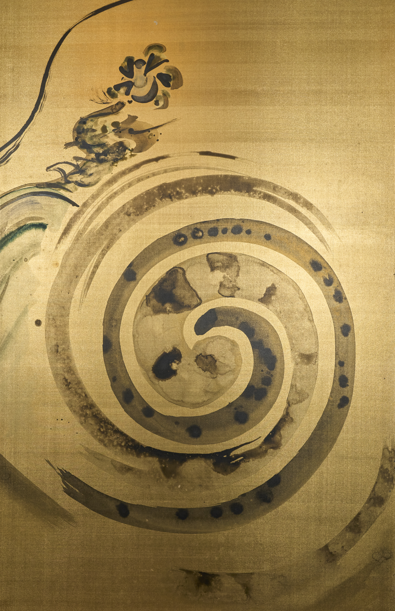 Japanese Two Panel Screen: Whimsical Dragon