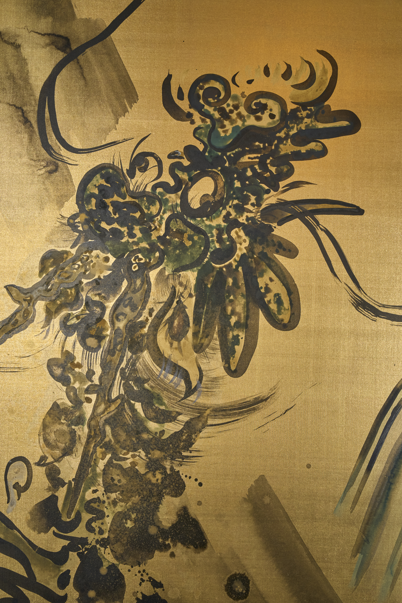 Japanese Two Panel Screen: Whimsical Dragon
