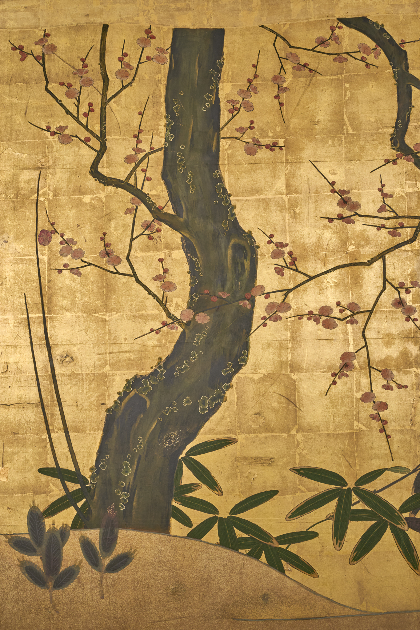 Japanese Two Panel Screen: Plum Blossom in the Mist
