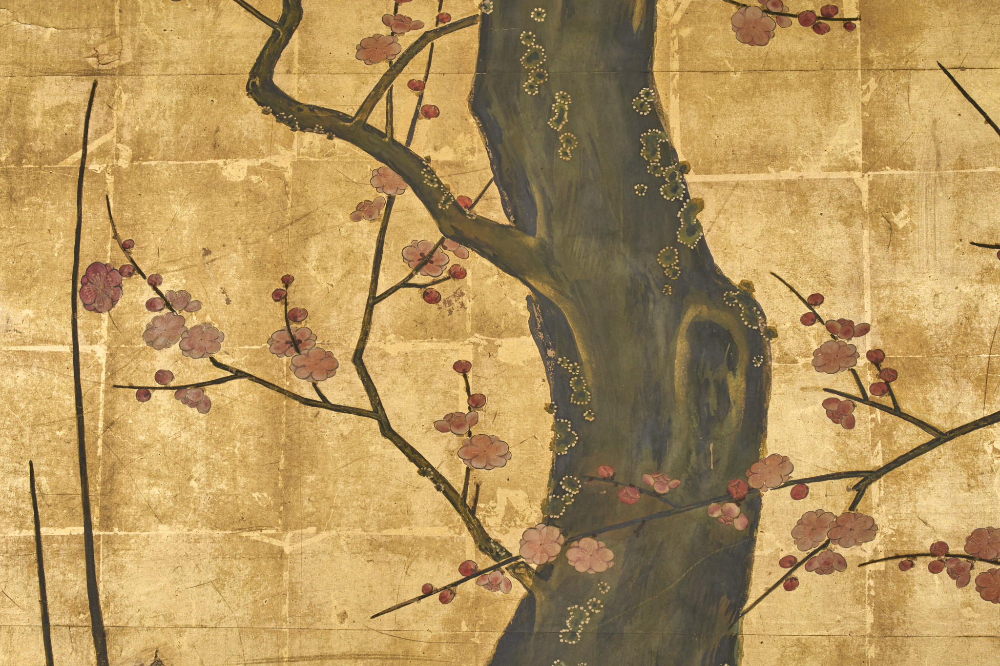 Japanese Two Panel Screen: Plum Blossom in the Mist