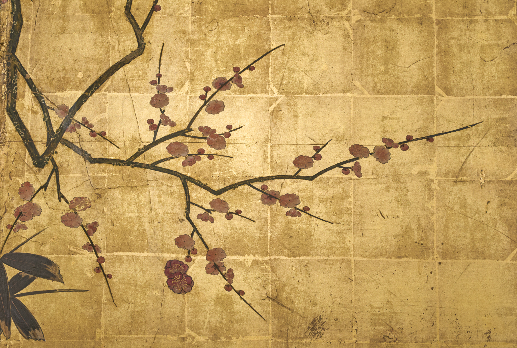 Japanese Two Panel Screen: Plum Blossom in the Mist