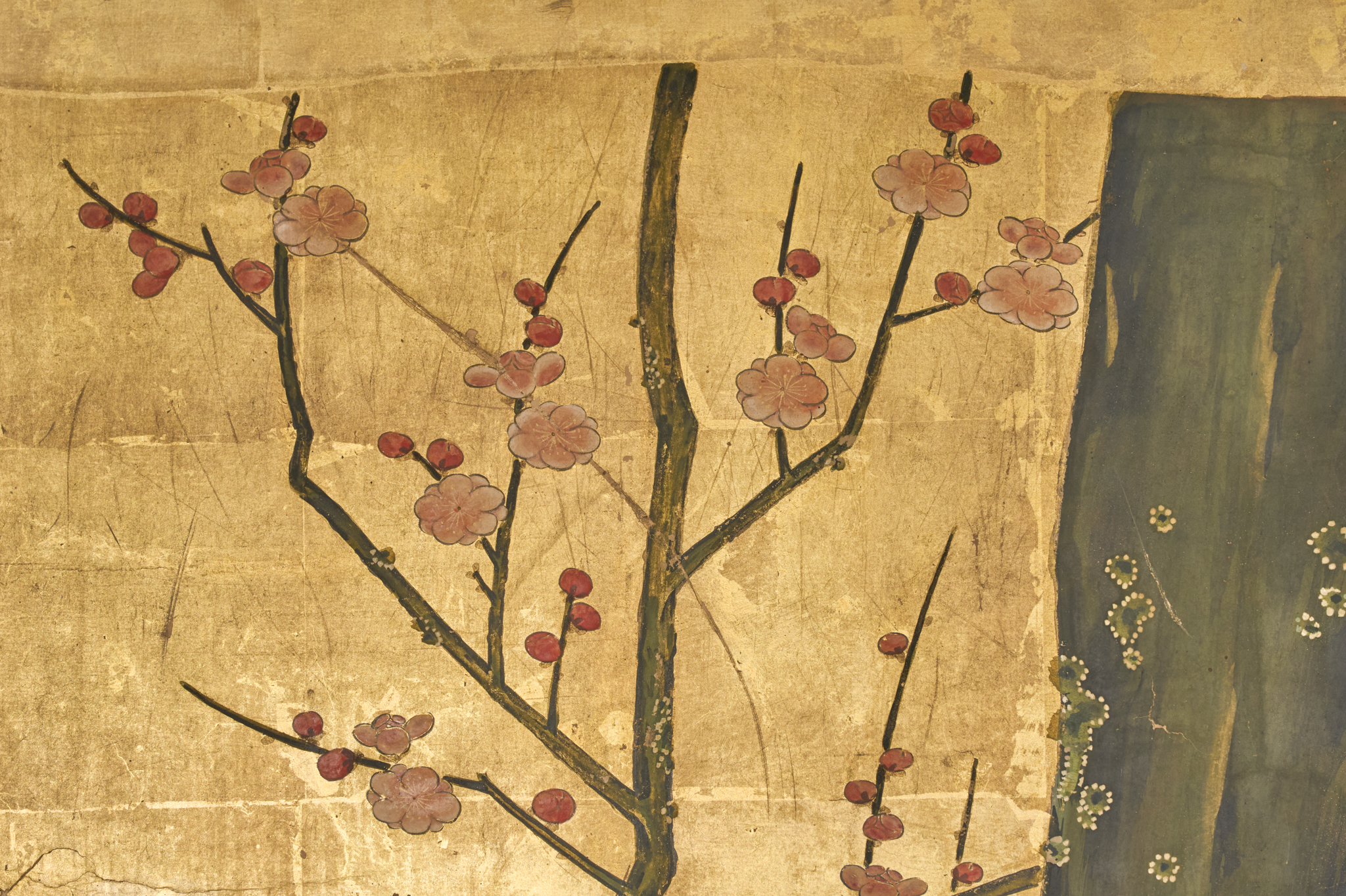 Japanese Two Panel Screen: Plum Blossom in the Mist