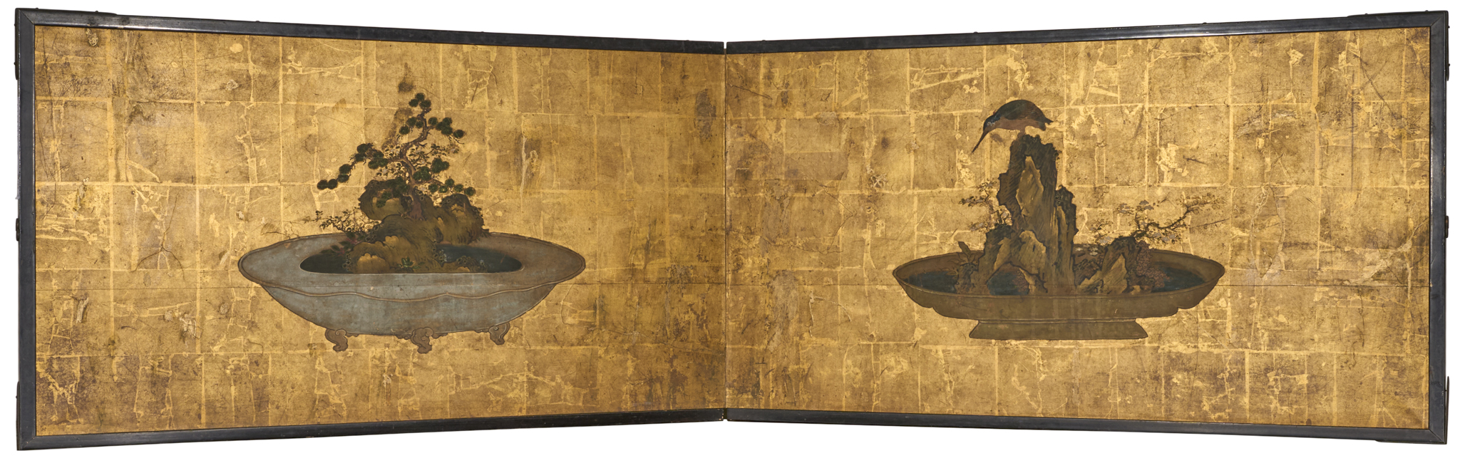 Japanese Two Panel Screen: Bonsai