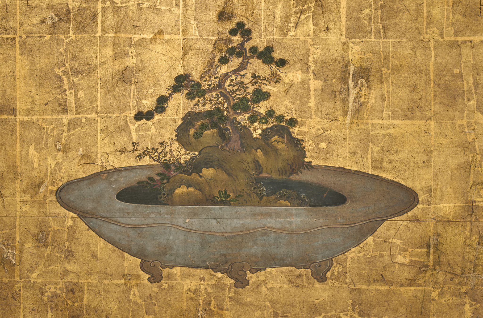 Japanese Two Panel Screen: Bonsai