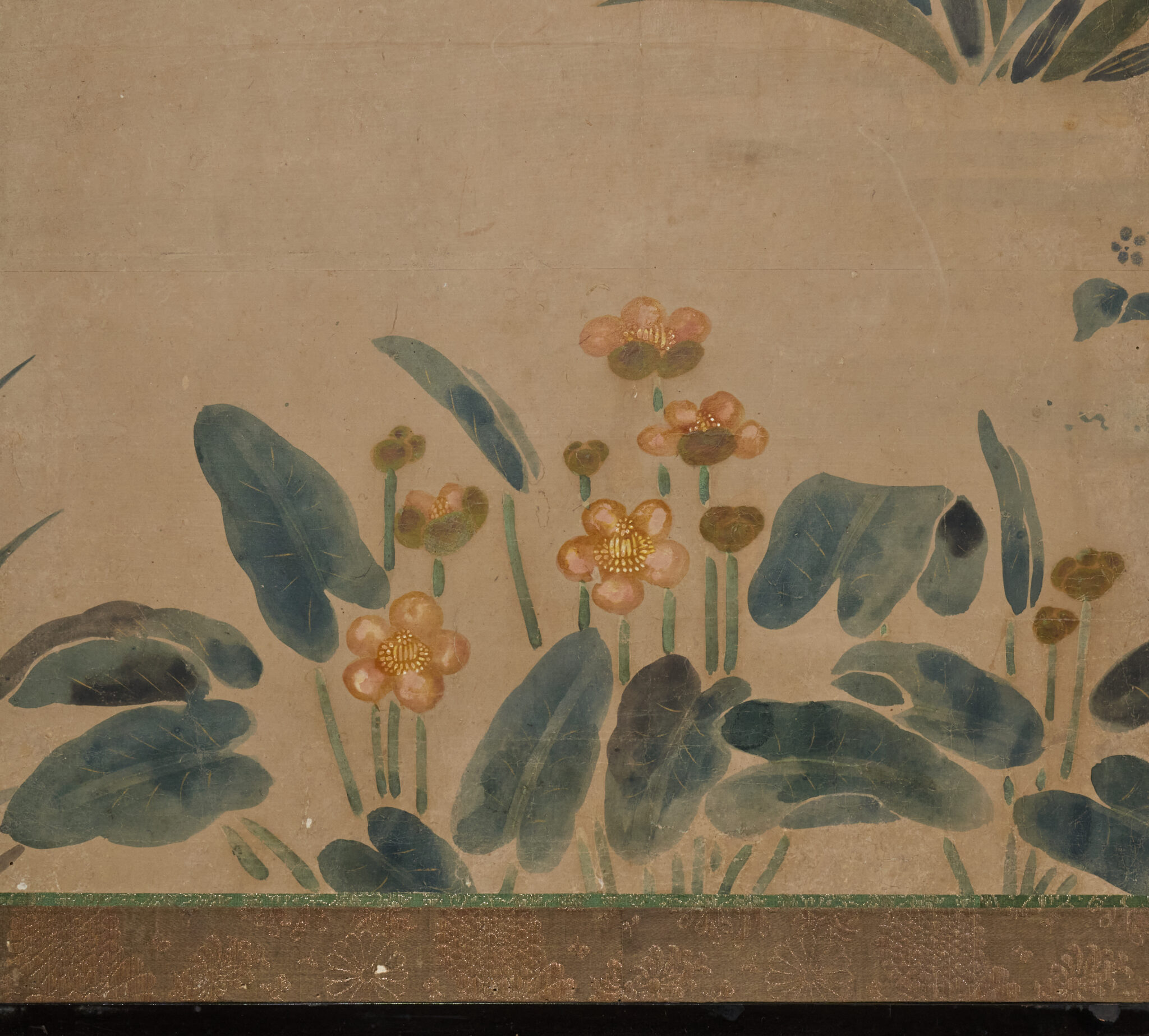Japanese Six Panel Screen: Summer Flowers with Poppies